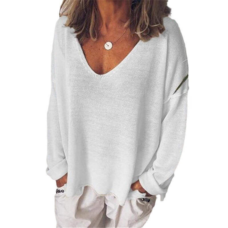 Damen lässiger V-Ausschnitt Pullover Sovae