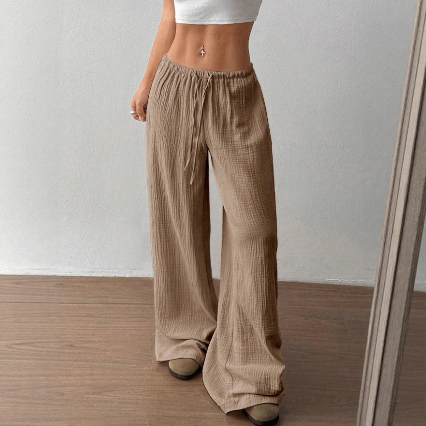 Damen Luftige Palazzo-Hose mit elastischem Bund Sovae