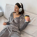 Damen Velours-Lounge-Set mit Kapuze Sovae