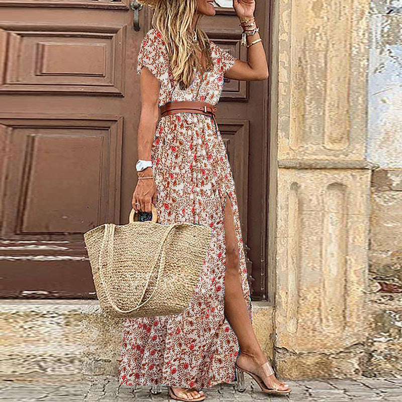 Damen maxikleid mit verspieltem Paisleymuster Sovae