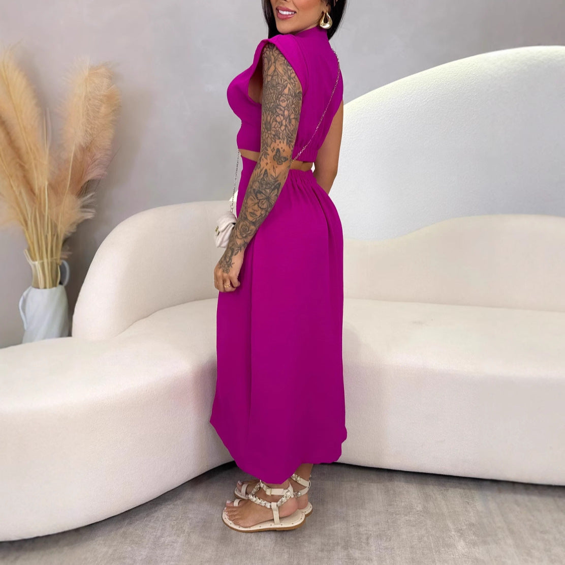 Damen Midikleid mit Knopfleiste und Cut-Out-Details Sovae