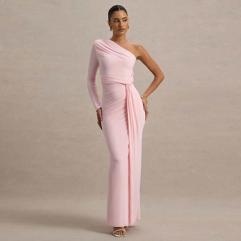 Damen Elegantes asymmetrisches Maxikleid mit Wickeldetail Sovae