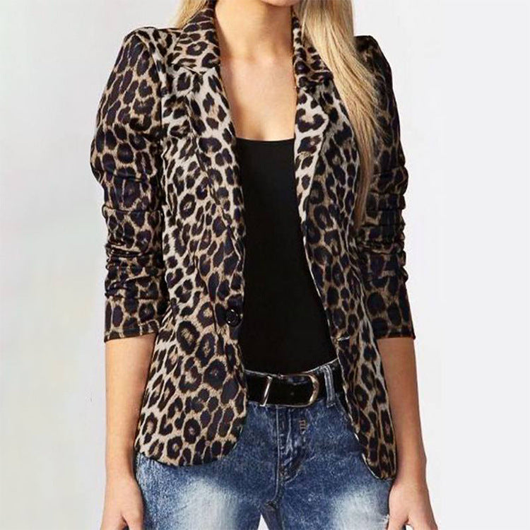 Damen Modischer Blazer im Leopardenmuster mit eleganten Details Sovae