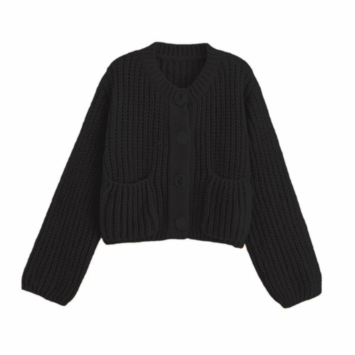 Damen kuschelige Strickjacke mit dekorativen Knöpfen und praktischen Taschen Sovae