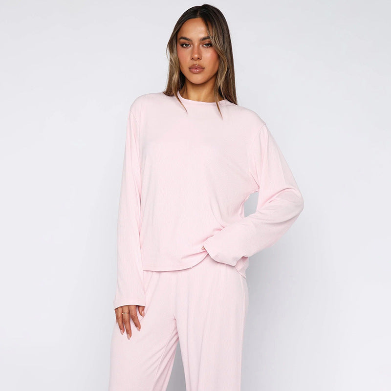 Damen relaxtes Langarm-Pyjama-Set mit weichem Stoff Sovae