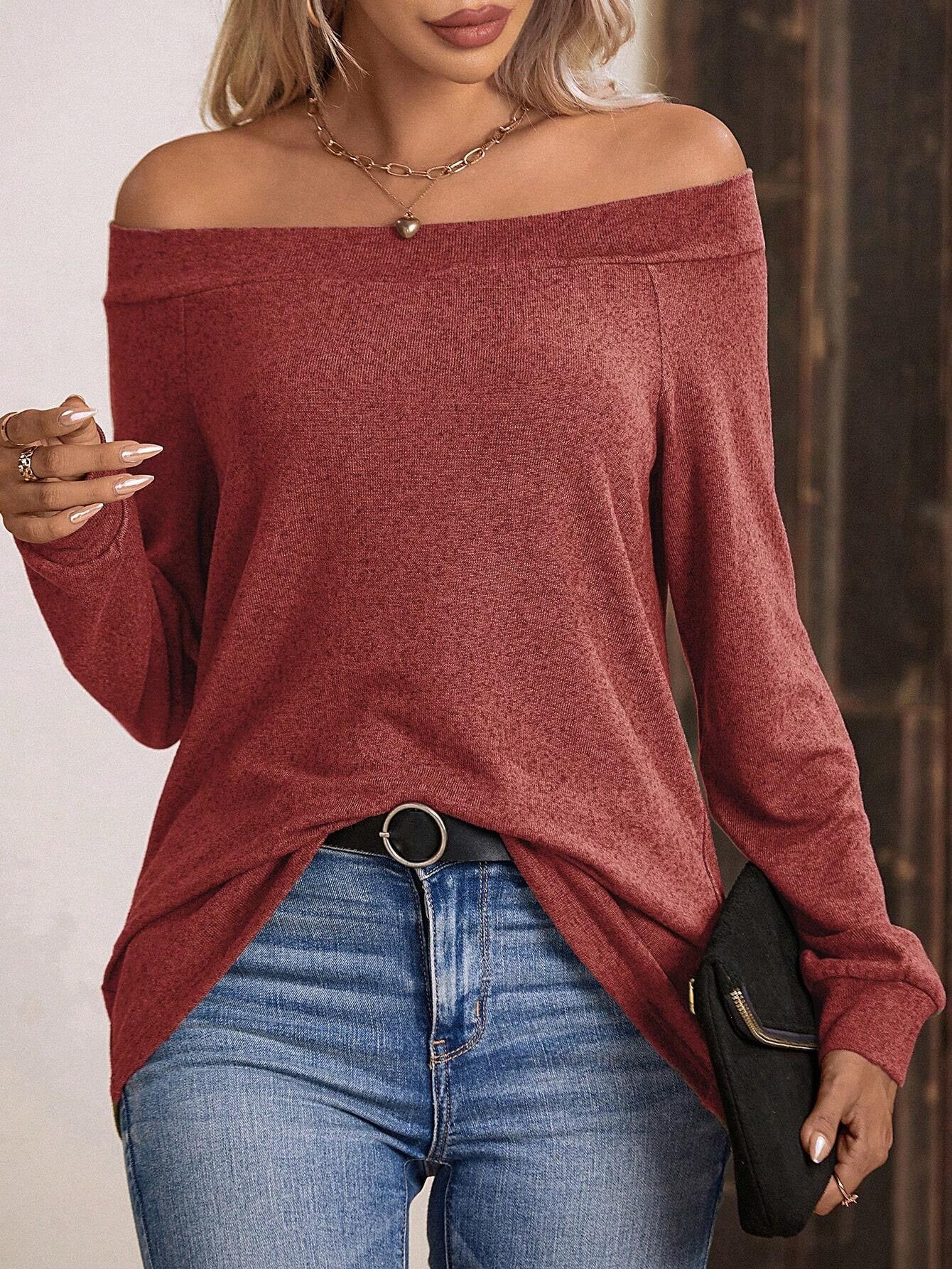 Damen Off-Shoulder Langarmshirt Sovae