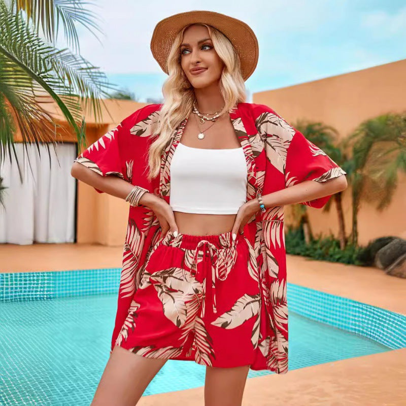 Damen Set aus lockerer Sommerbluse und Shorts Sovae