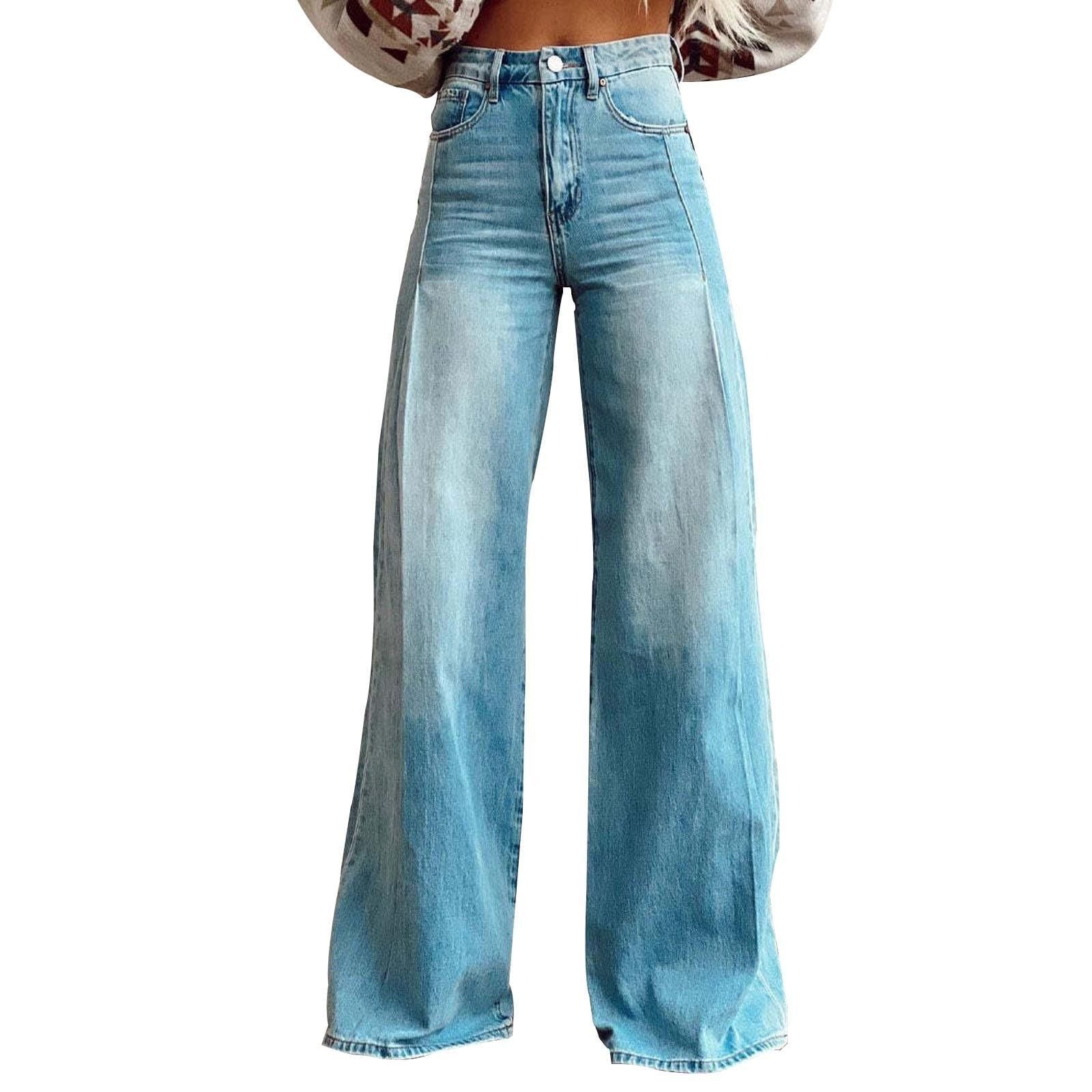 Damen Weit geschnittene High-Waist Jeans Sovae
