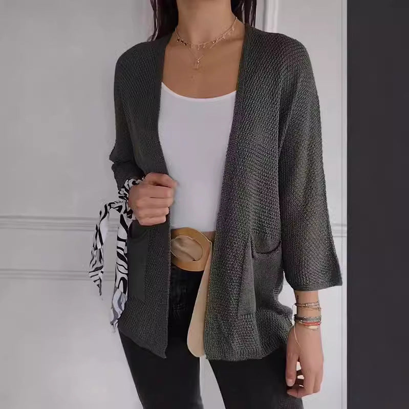 Damen lässige Strickjacke mit praktischen Taschen Sovae