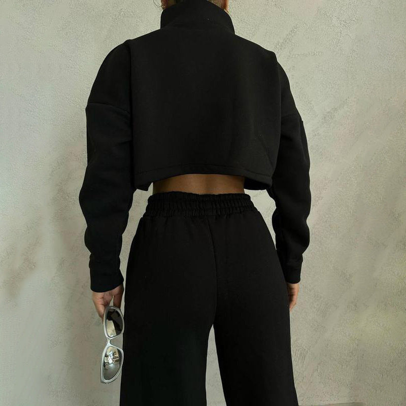 Damen Sportliches Loungewear-Set mit hohem Kragen Sovae