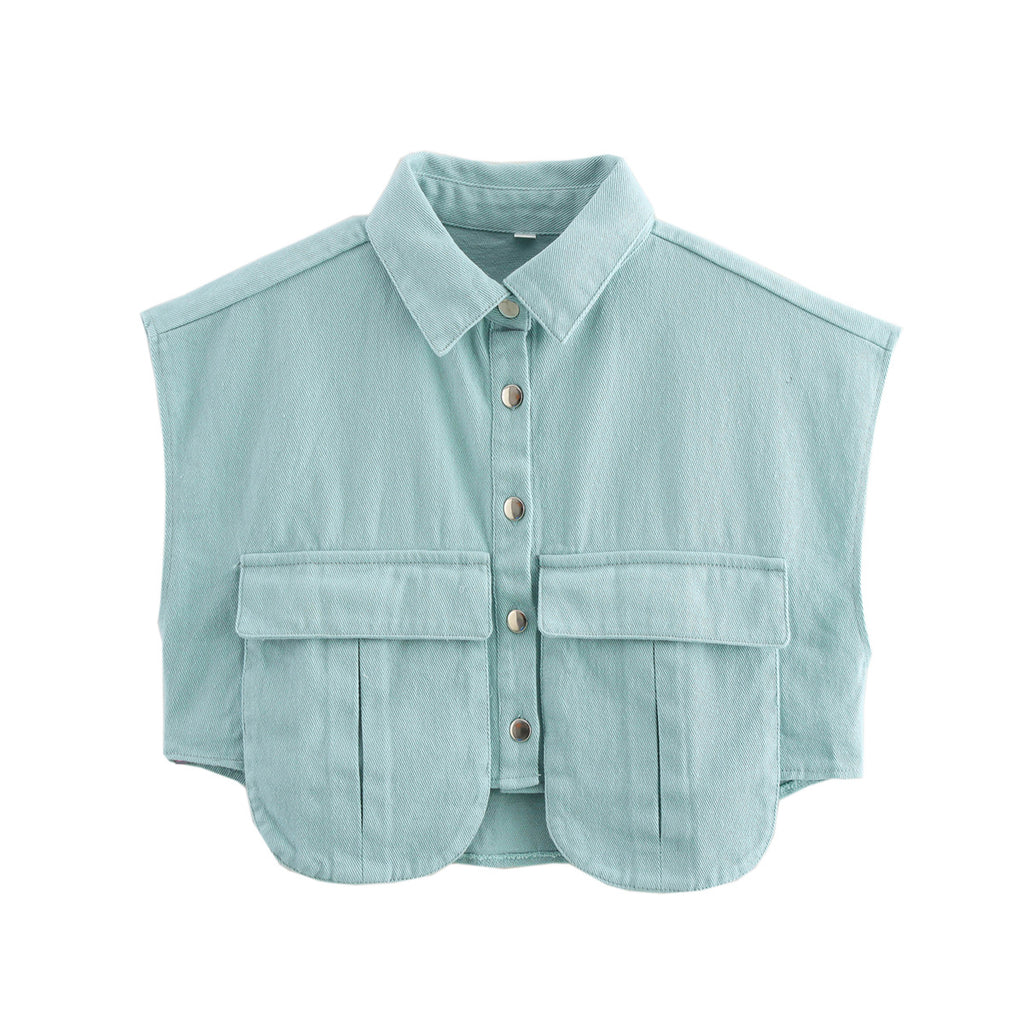 Damen ärmellose Utility-Bluse mit Taschen Sovae