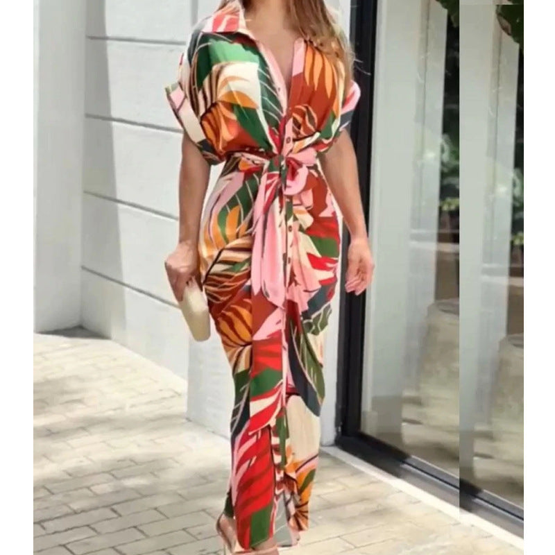 Damen Midikleid mit modernem Schnitt und schickem Taillengürtel Sovae