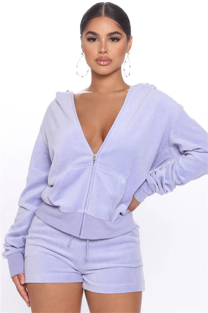 Damen Fleece Kapuzenset Sovae