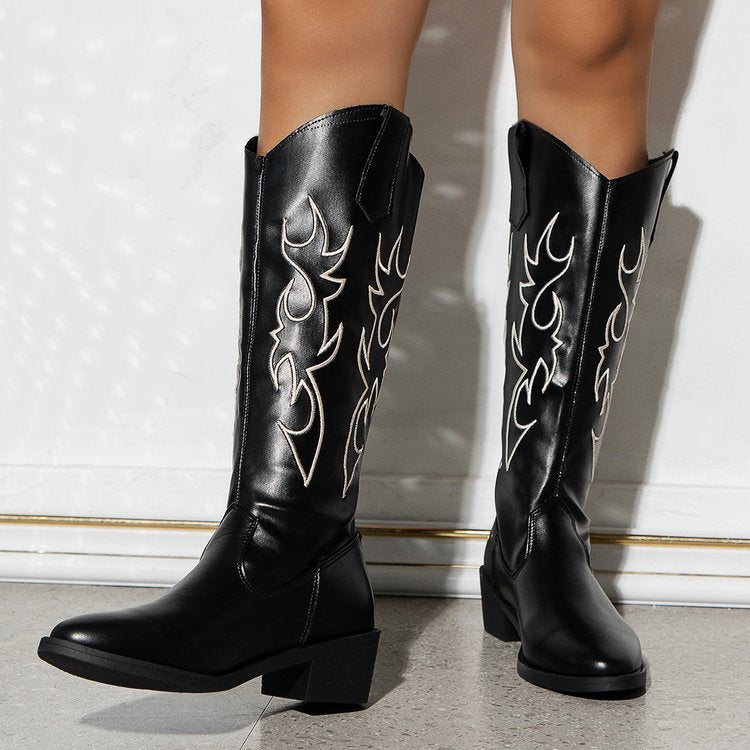 Damen modische Cowboystiefel mit stilvollem Motiventwurf Sovae