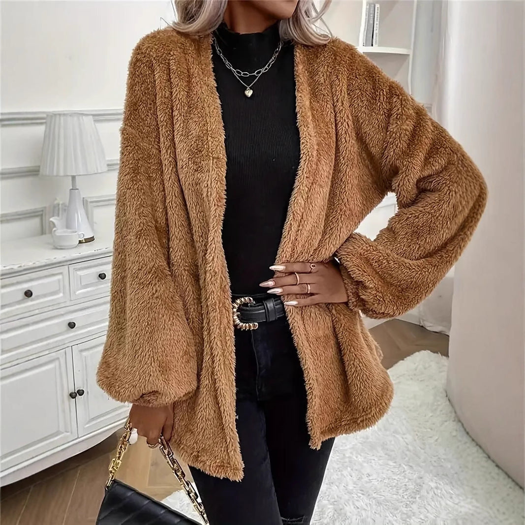 Damen Fuzzy Freizeitjacke Sovae