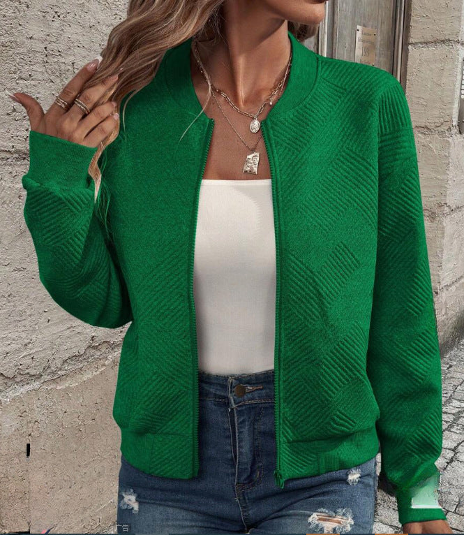 Damen lässige Zip-Jacke mit strukturiertem Design Sovae