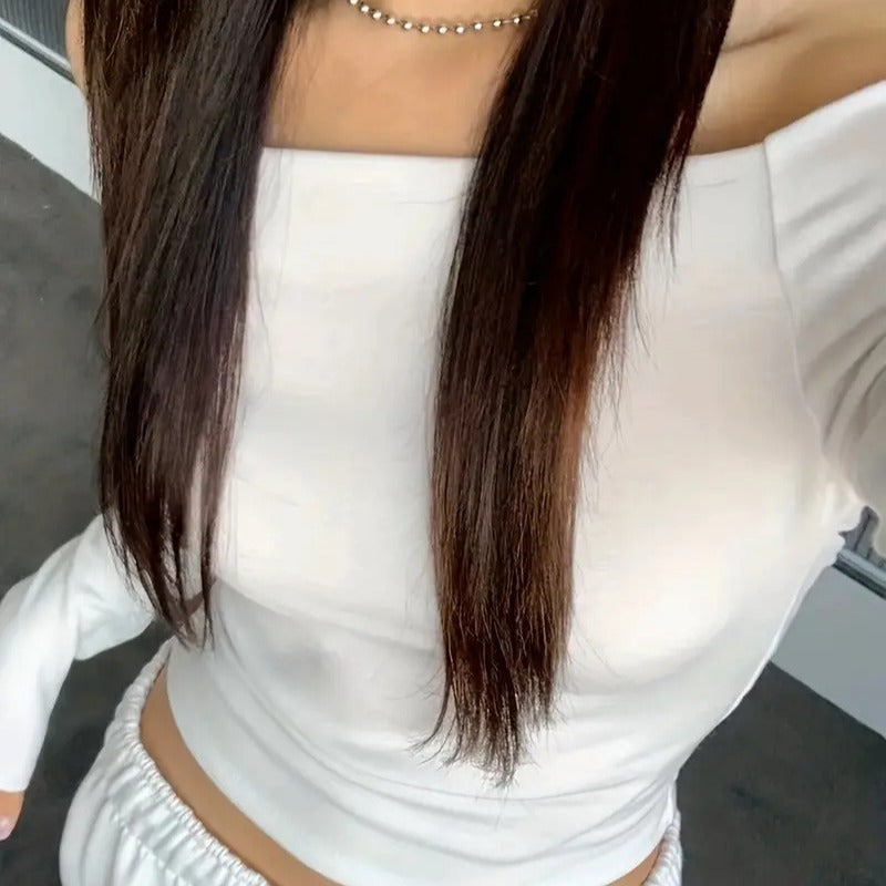 Damen Off-Shoulder Langarmshirt Sovae