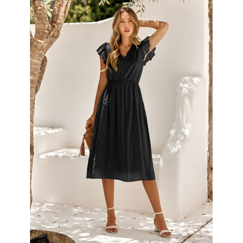 Damen Midi-Kleid mit Rüschendetails Sovae