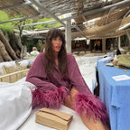 Damen Bluse mit eleganten Trompetenärmeln und luxuriösen Fransen Sovae