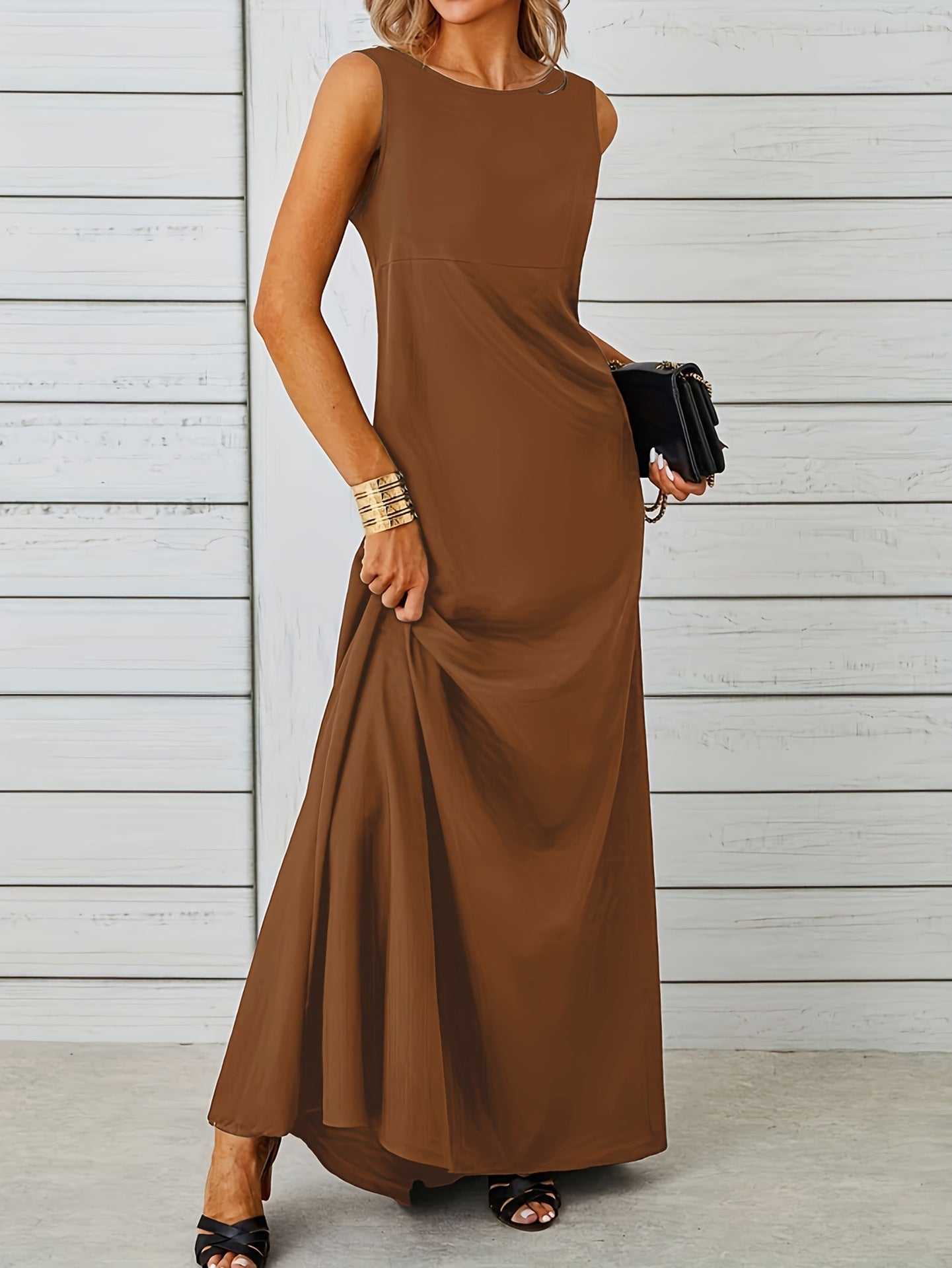 Damen schickes Maxikleid mit elegantem Schnitt Sovae