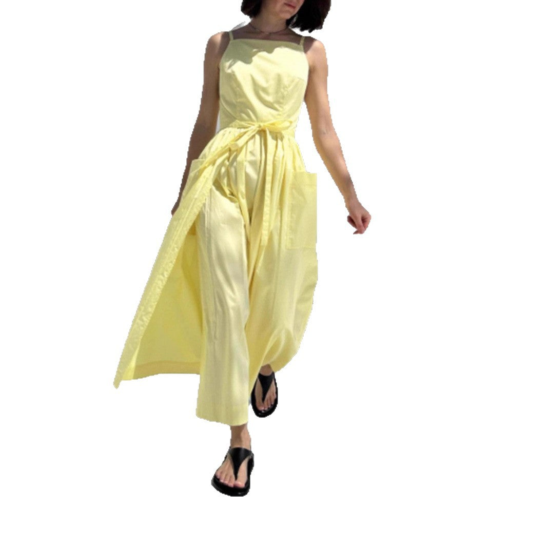 Damen Maxikleid mit Seitentaschen und bindbarem Gürtel Sovae