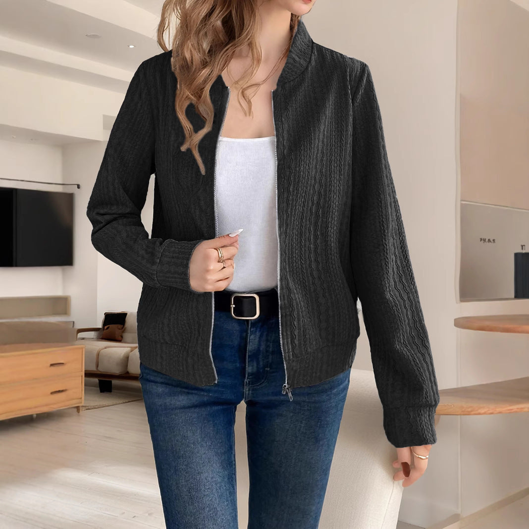 Damen Strickjacke mit Reißverschluss und strukturiertem Design Sovae