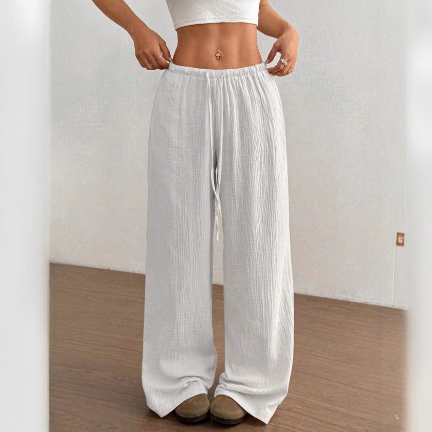 Damen Luftige Palazzo-Hose mit elastischem Bund Sovae