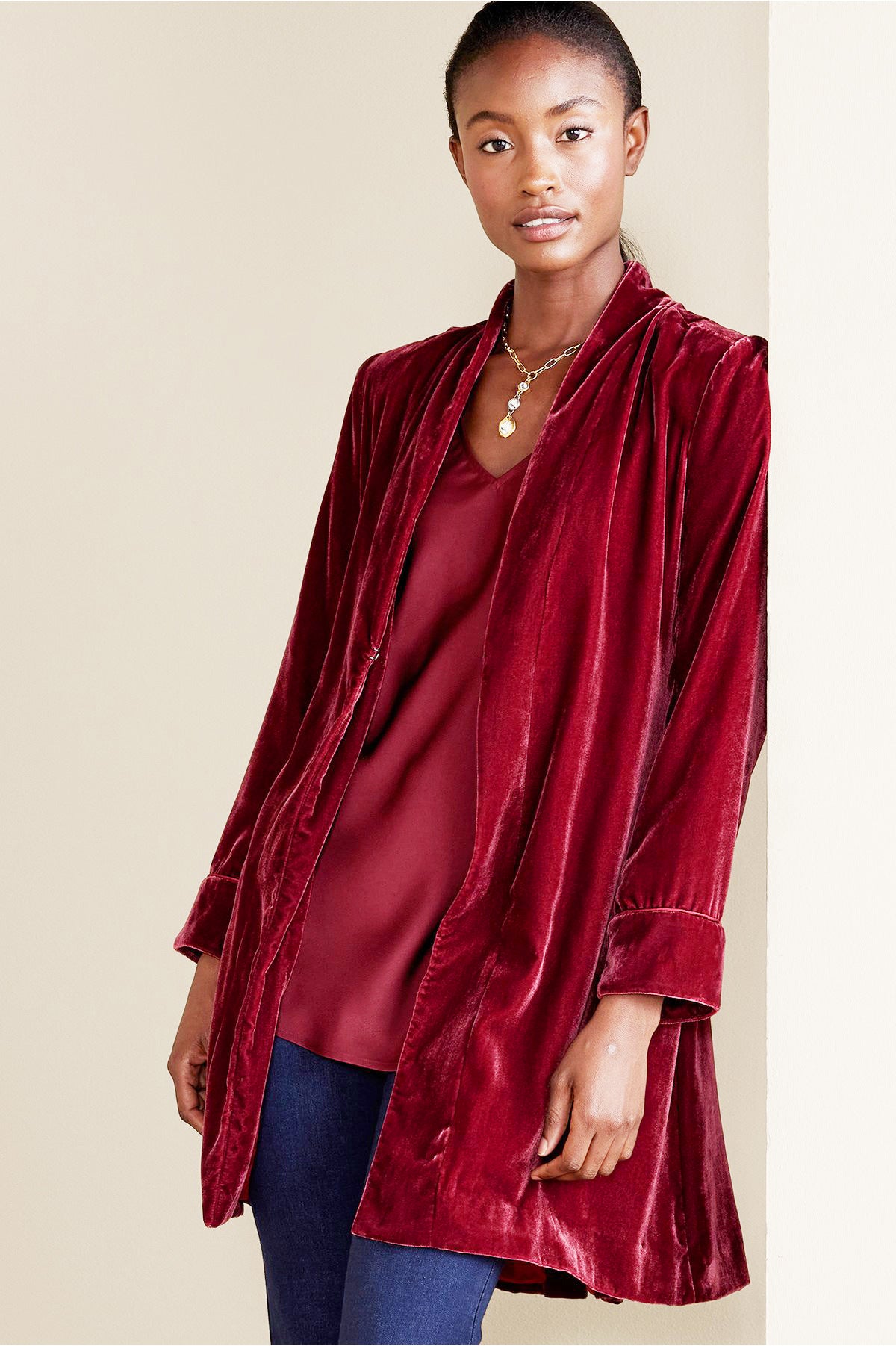 Damen luxuriöse Veloursjacke Sovae