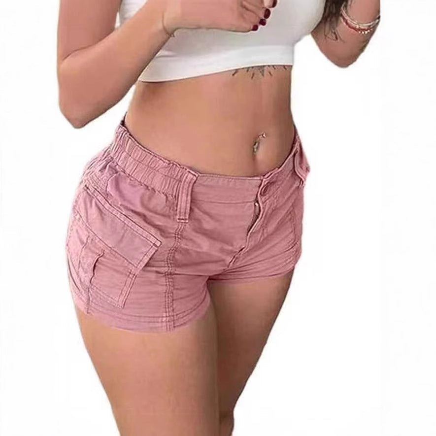 Damen Modische Cargo-Shorts mit elastischem Bund und praktischen Taschen Sovae