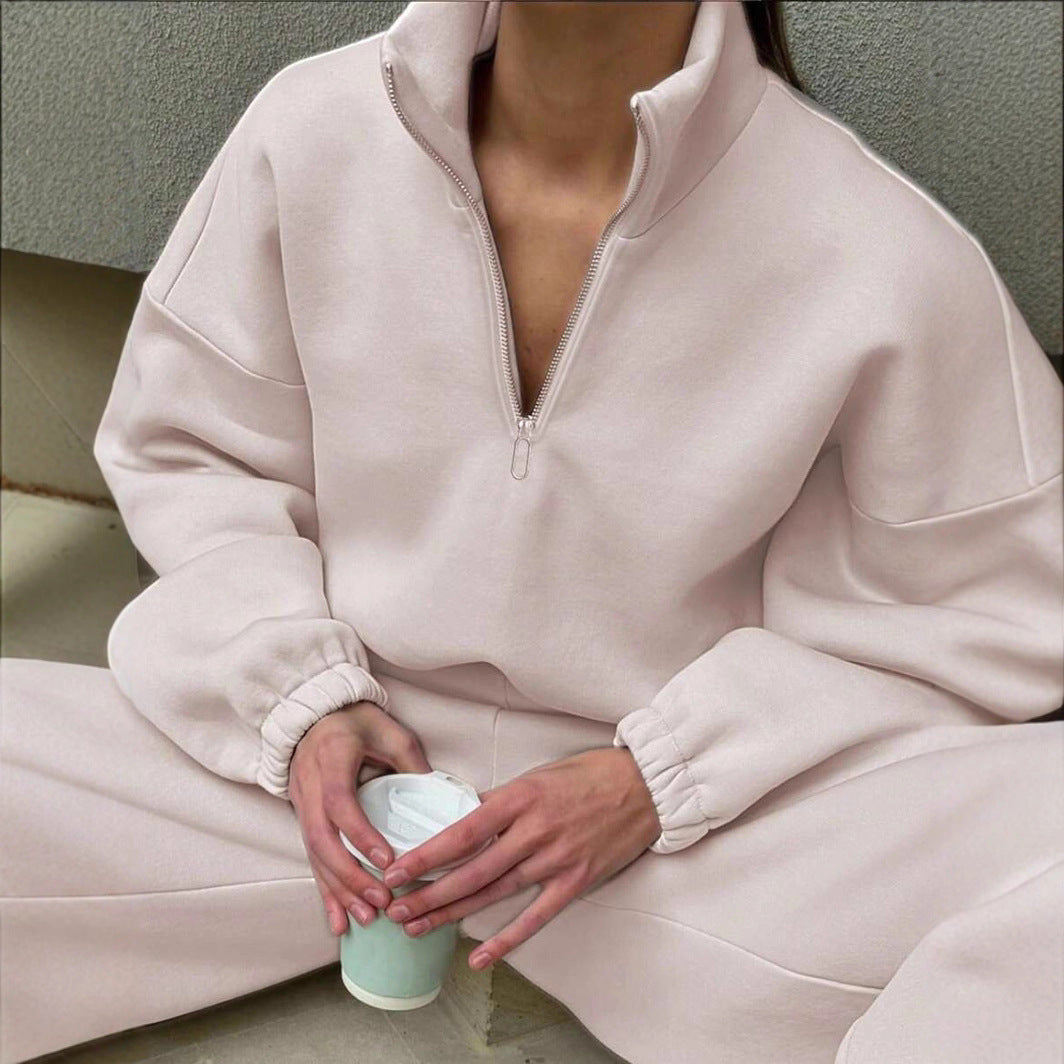 Damen Fleece-Hoodie mit halbem Reißverschluss Sovae