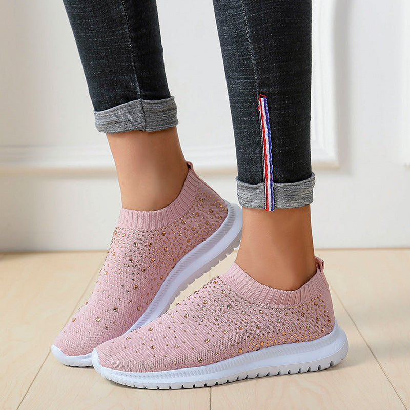 Damen Sneaker mit Glitzersteinchen und elastischem Slip-On Design Sovae