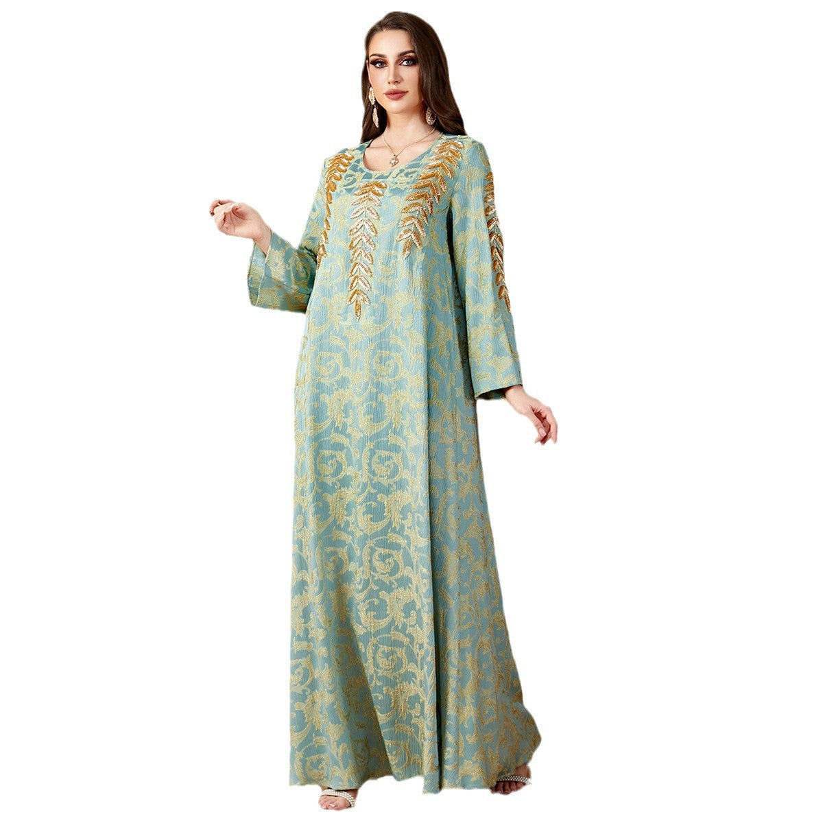 Damen Elegantes Maxikleid mit kunstvollem Bestickungsdesign Sovae