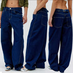 Damen Weit geschnittene Denim-Hose mit modernem Schnitt Sovae