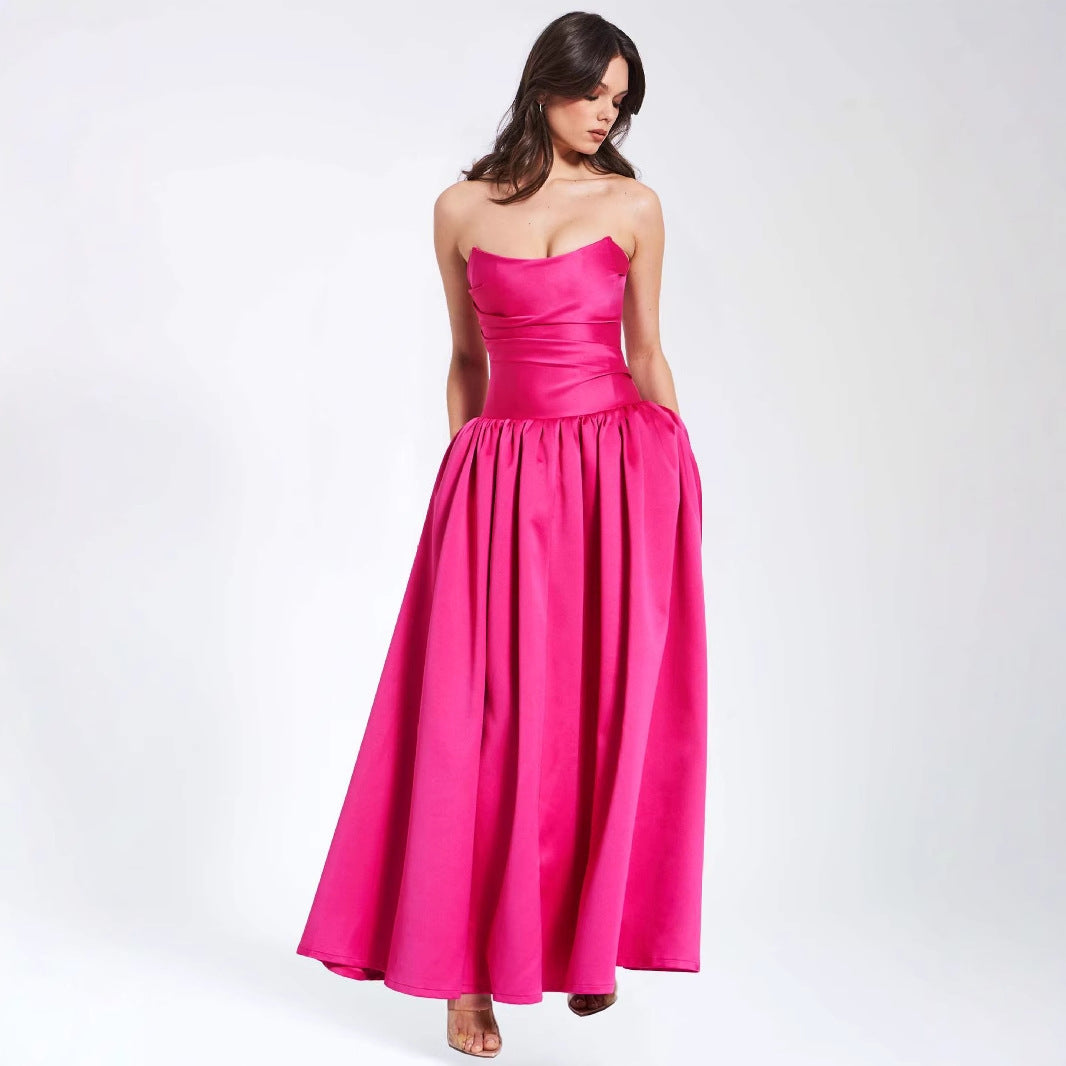 Damen Abendkleid mit schulterfreier Silhouette und voluminösem Rock Sovae