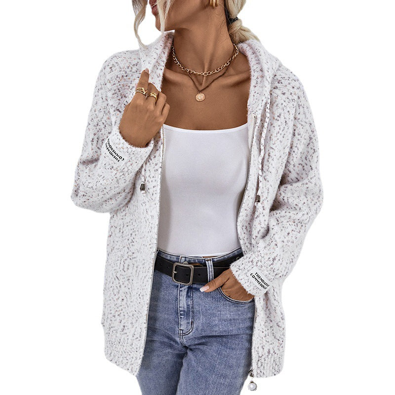 Damen kuschelige Strickjacke mit hohem Kragen und praktischem Reißverschluss Sovae