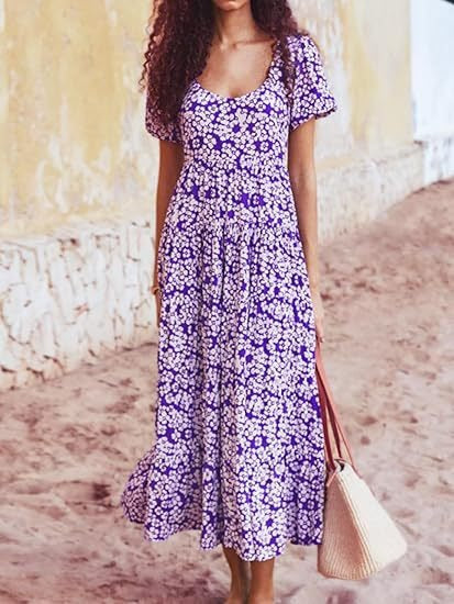 Damen Midikleid mit lässigem Schnitt und floralem Design Sovae