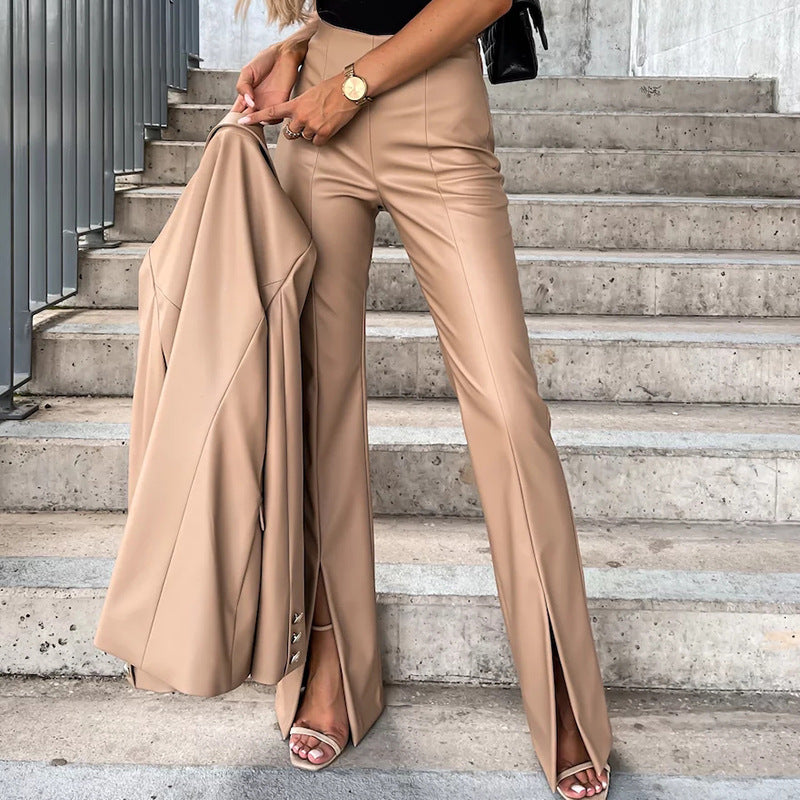 Damen eleganter Anzug mit weitem Bein und extravaganter Knopfdetail Sovae