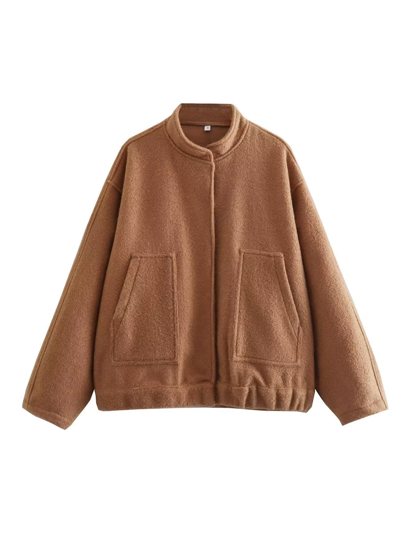 Damen modische Oversized-Jacke mit Stehkragen und seitlichen Taschen Sovae