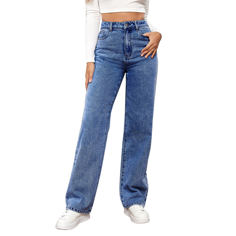 Damen Hochgeschnittene Flared Jeans mit weitem Bein Sovae