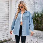 Damen Übergrößen Denim Hemdjacke Sovae