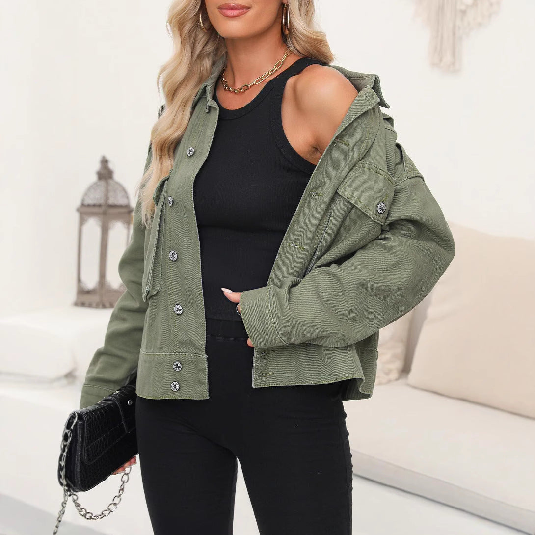 Damen lässige Utility-Jacke mit praktischen Taschen Sovae