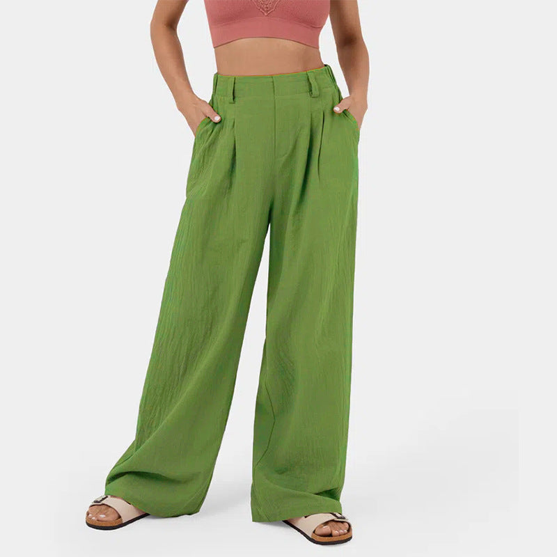 Damen Weite Hosen mit hohem Bund und eleganten Falten Sovae