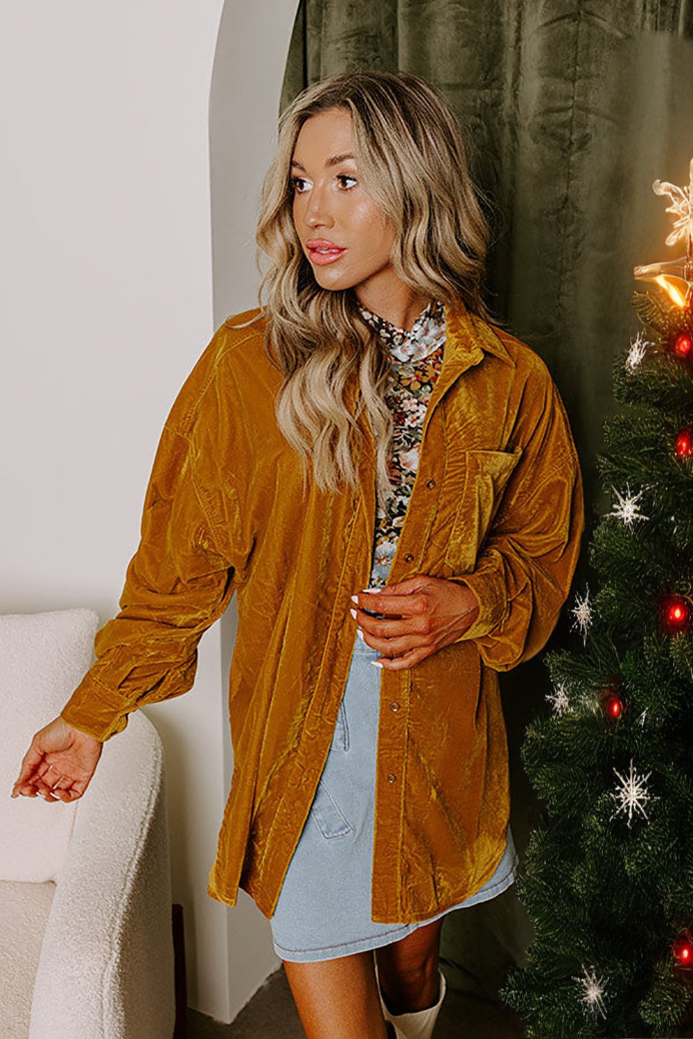 Damen Velourshemd Sovae