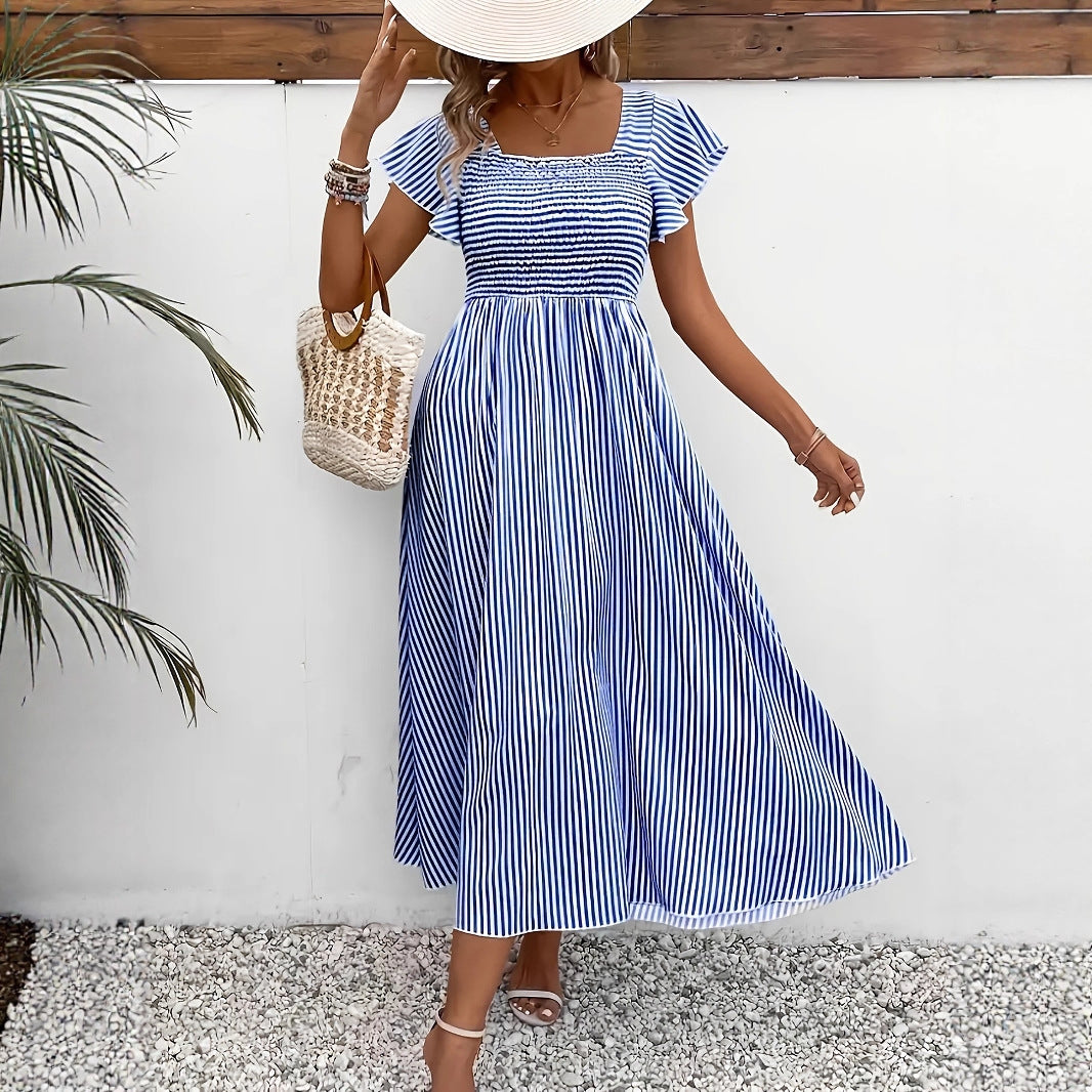 Damen Midikleid mit romantischen Rüschendetails und eleganter Innenraffung Sovae