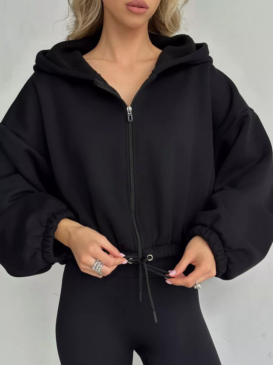 Damen Sportlicher Cropped Hoodie Sovae