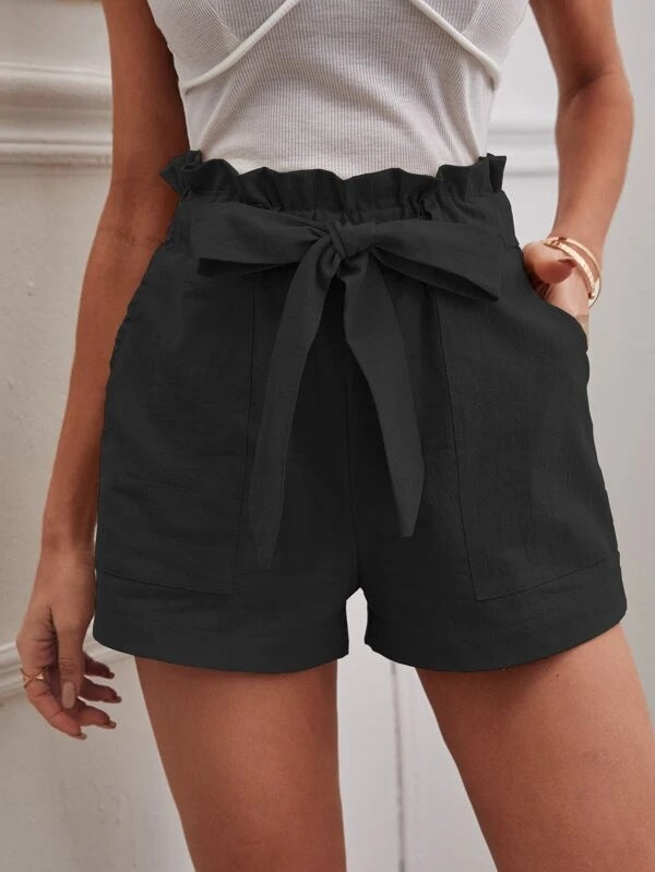 Damen Tailored Shorts mit Krawatte und praktischen Taschen Sovae