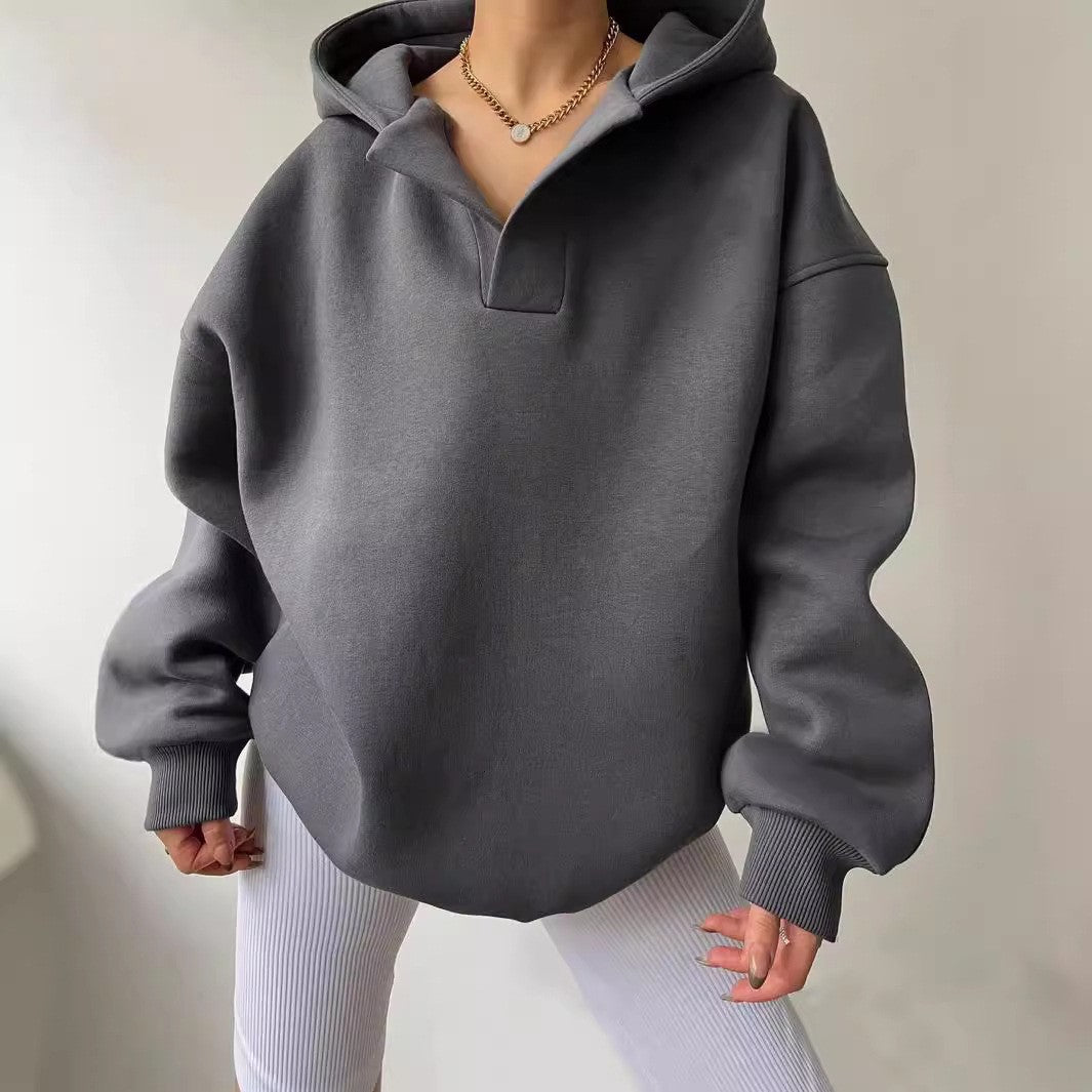 Damen lässiger Hoodie mit hohem Kragen und Oversized-Schnitt Sovae