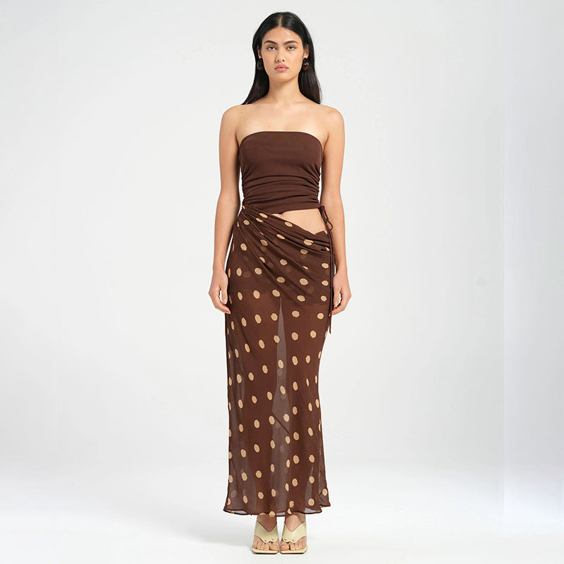 Damen Hipster Maxi-Rock mit gepunktetem Design Sovae