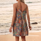 Damen lässiges Strandkleid mit buntem Paisleymuster Sovae