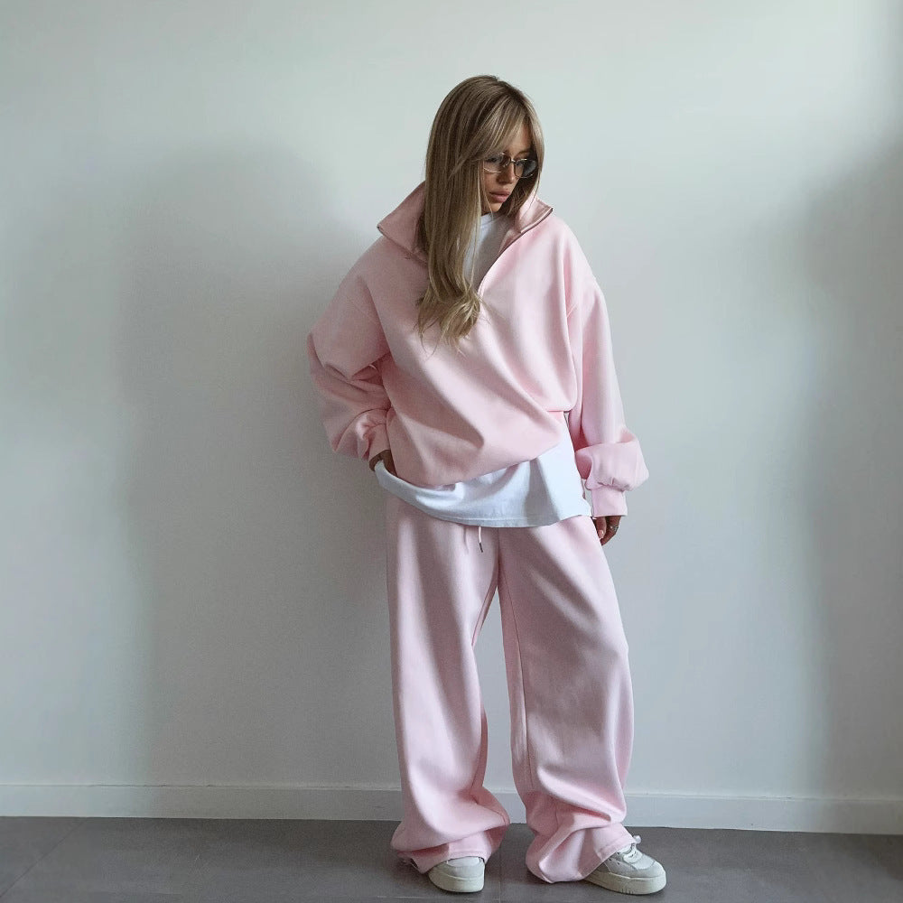 Damen Sportlicher Kapuzenpullover mit kurzer Reißverschlussöffnung Sovae